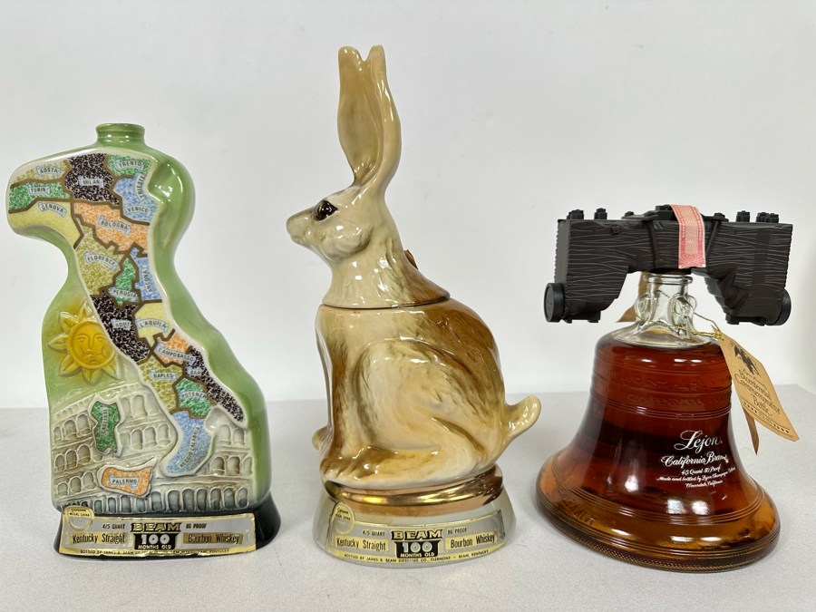 Pair Of Vintage Jim Beam Liquor Decanters And Lejon Brandy Bicentennial Commemorative Bottle [Photo 2]