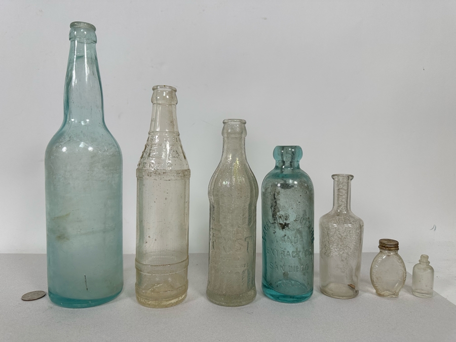 Collection Of Old Glass Bottles 11.5H-2H [Photo 2]