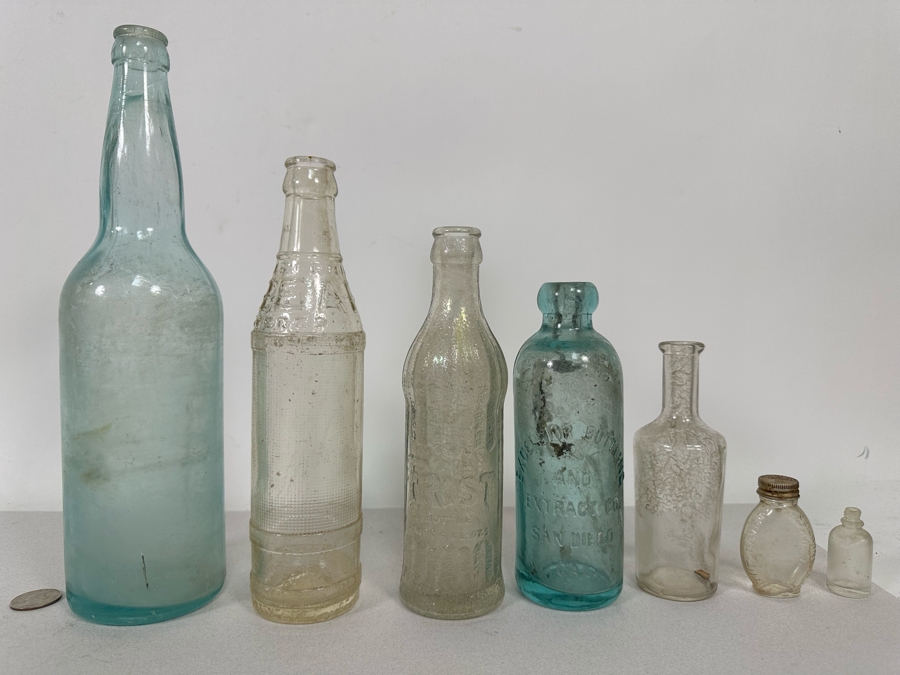 Collection Of Old Glass Bottles 11.5H-2H [Photo 3]