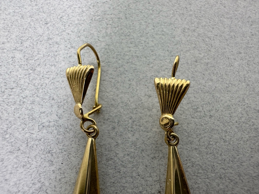 14K Gold Art Glass Earrings 4.1g [Photo 6]