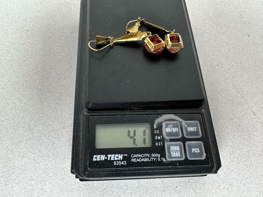 14K Gold Art Glass Earrings 4.1g [Photo 9]