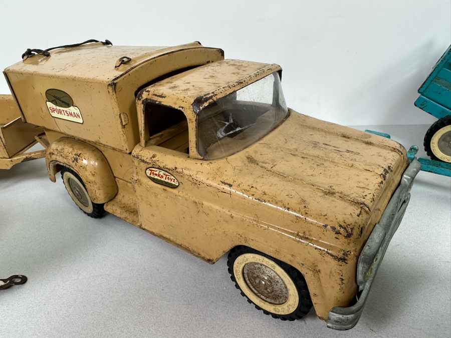Collectionn Of Vintage Metal Tonka Trucks Cars With Trailers [Photo 7]
