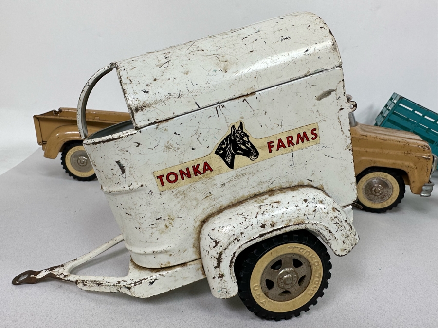 Collectionn Of Vintage Metal Tonka Trucks Cars With Trailers [Photo 12]