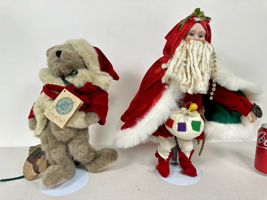 Limited Edition J.B. Bean Christmas Bear And Brinn's 1990 Santa Claus 15H [Photo 2]