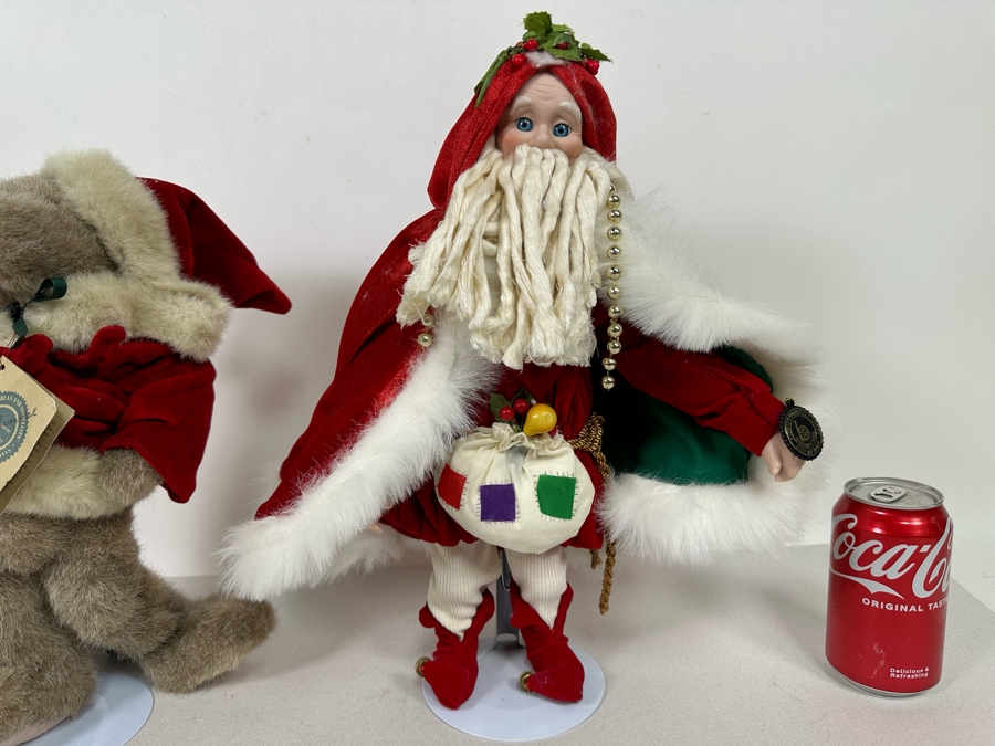 Limited Edition J.B. Bean Christmas Bear And Brinn's 1990 Santa Claus 15H [Photo 4]