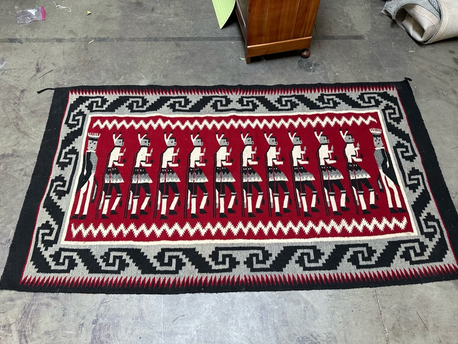 Vintage Navajo Style Yei Wool Blanket 8'2' X 4'7' [Photo 4]