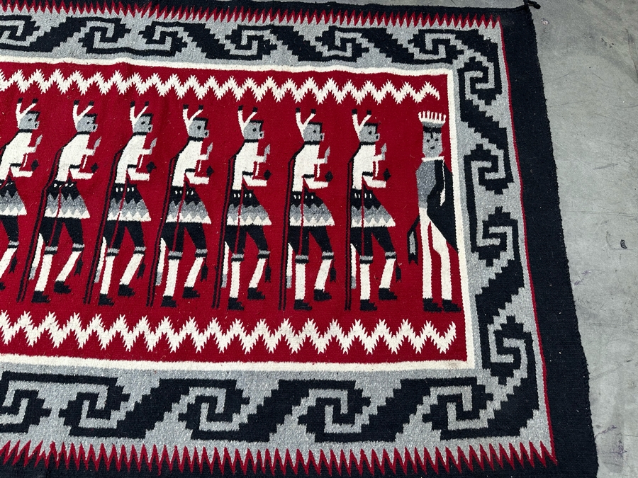 Vintage Navajo Style Yei Wool Blanket 8'2' X 4'7' [Photo 7]
