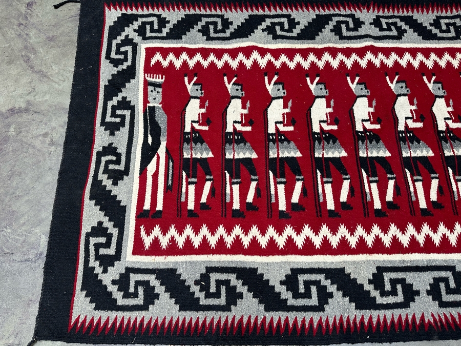 Vintage Navajo Style Yei Wool Blanket 8'2' X 4'7' [Photo 5]