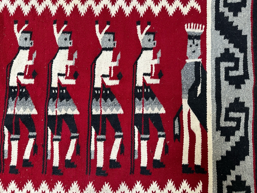 Vintage Navajo Style Yei Wool Blanket 8'2' X 4'7' [Photo 8]