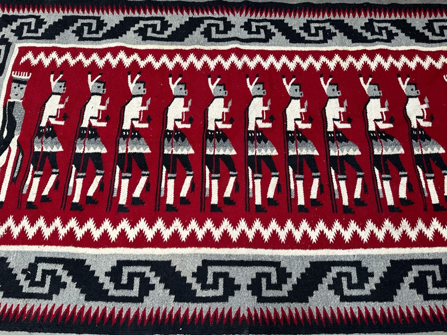 Vintage Navajo Style Yei Wool Blanket 8'2' X 4'7' [Photo 6]