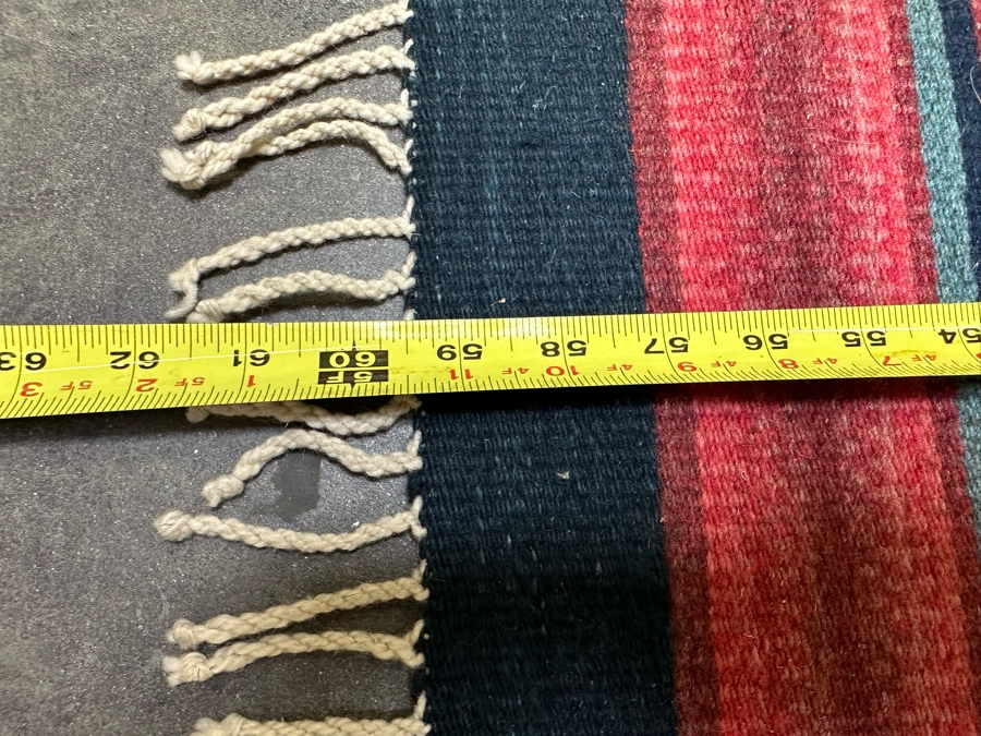 Vintage Hand Woven Mexican Wool Rug 5' X 2' 7.5' [Photo 5]