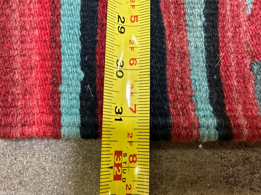 Vintage Hand Woven Mexican Wool Rug 5' X 2' 7.5' [Photo 6]