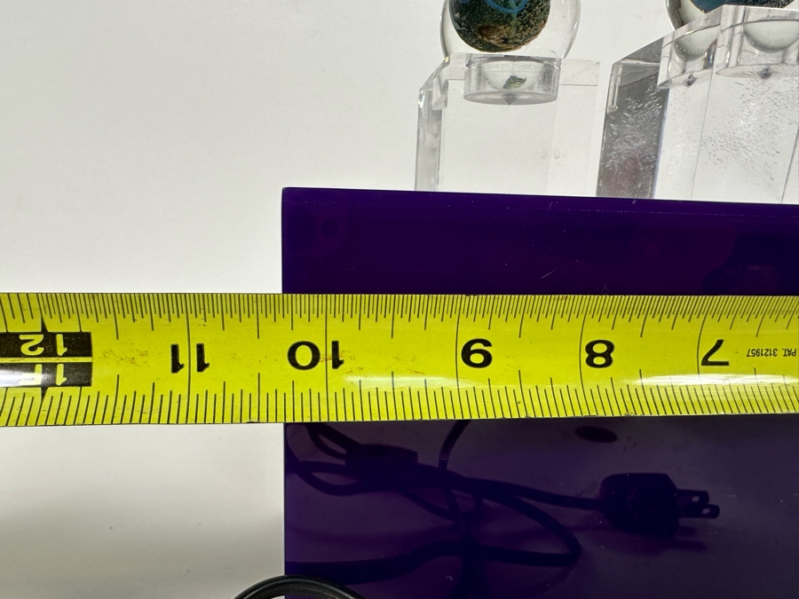 Set Of Three Art Glass Balls With Lucite Display Stand 10.25W X 5D X 7H [Photo 25]
