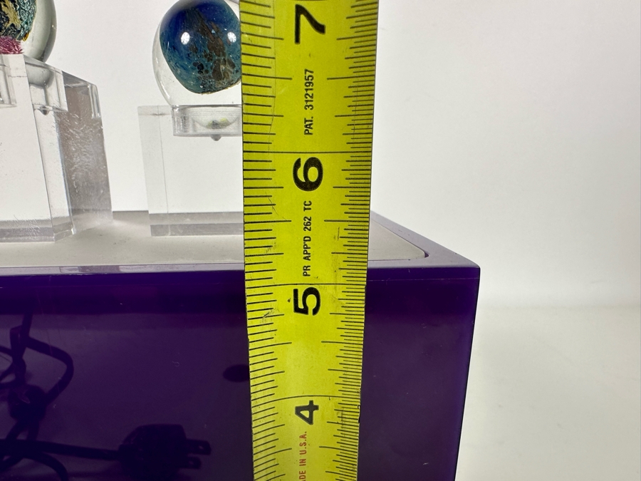 Set Of Three Art Glass Balls With Lucite Display Stand 10.25W X 5D X 7H [Photo 27]