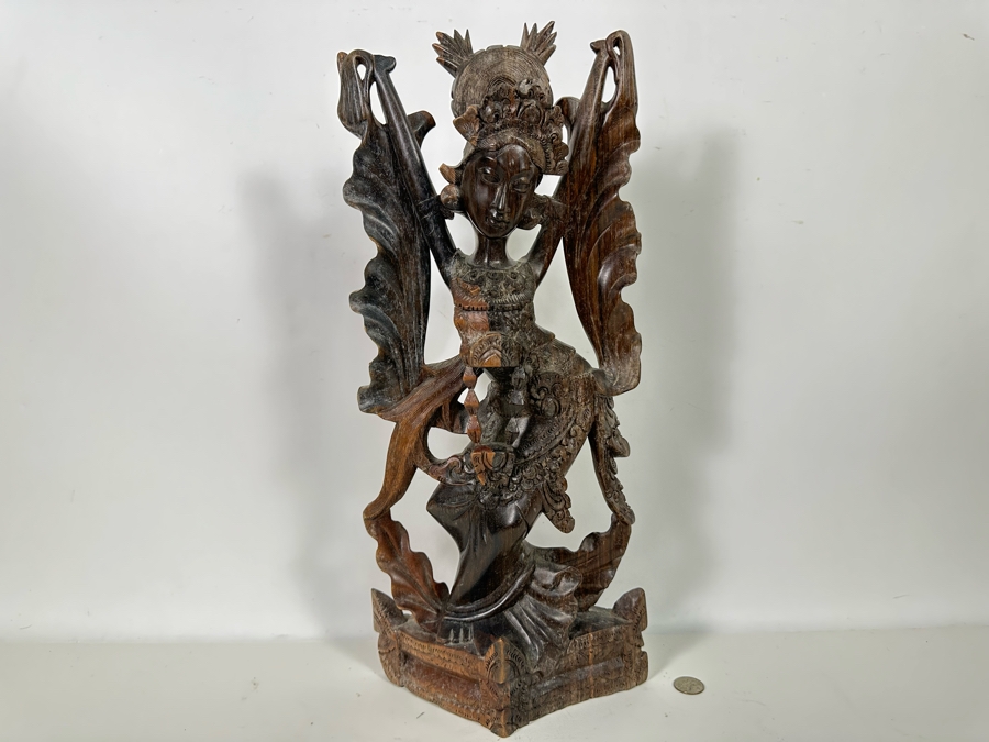 Vintage Hand Carved Wooden Balinese Sculpture From Indonesia 20H [Photo 4]