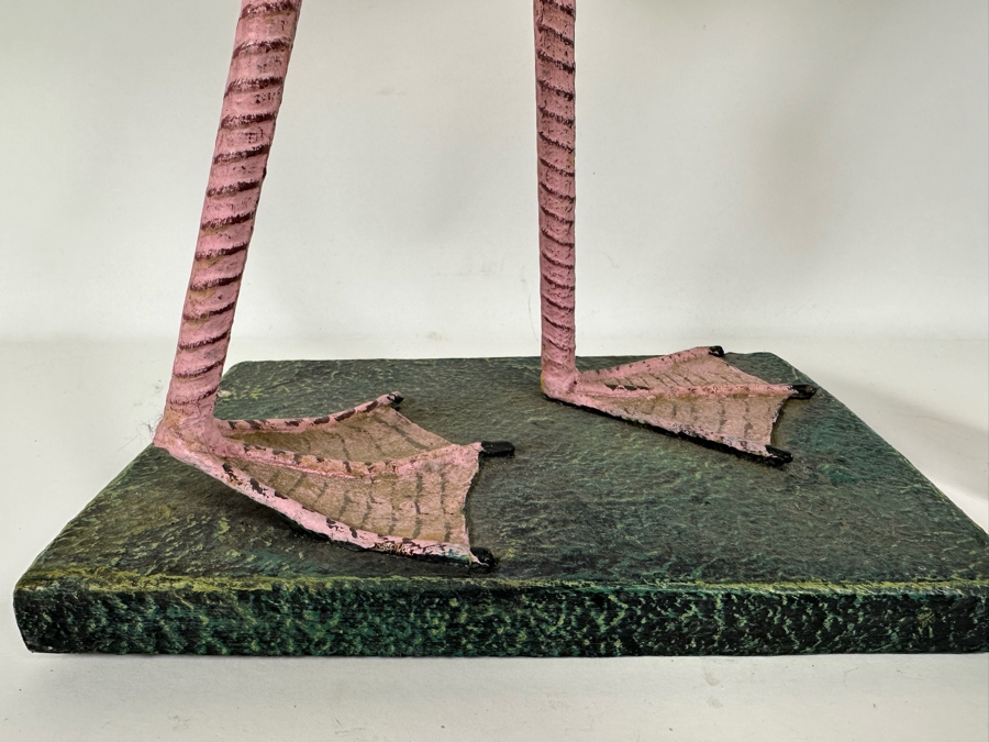 Rare Decorative Pink Flamingo Sculpture. Iron Legs and Wooden Body/Base. 23.5H [Photo 4]