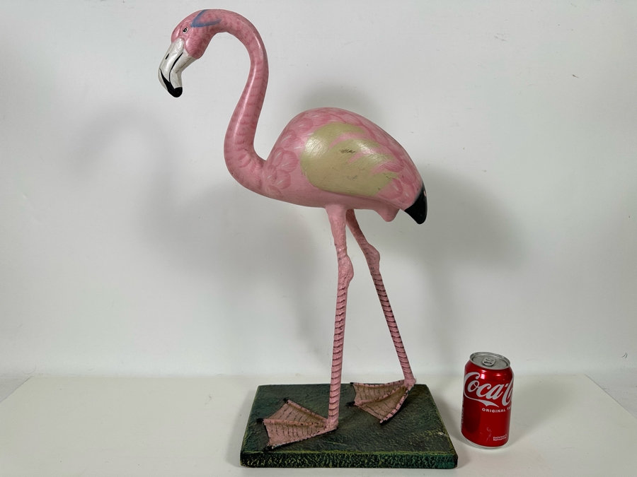 Rare Decorative Pink Flamingo Sculpture. Iron Legs and Wooden Body/Base. 23.5H [Photo 8]
