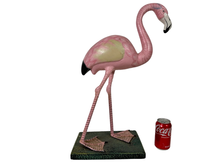 Rare Decorative Pink Flamingo Sculpture. Iron Legs and Wooden Body/Base. 23.5H [Photo 1]