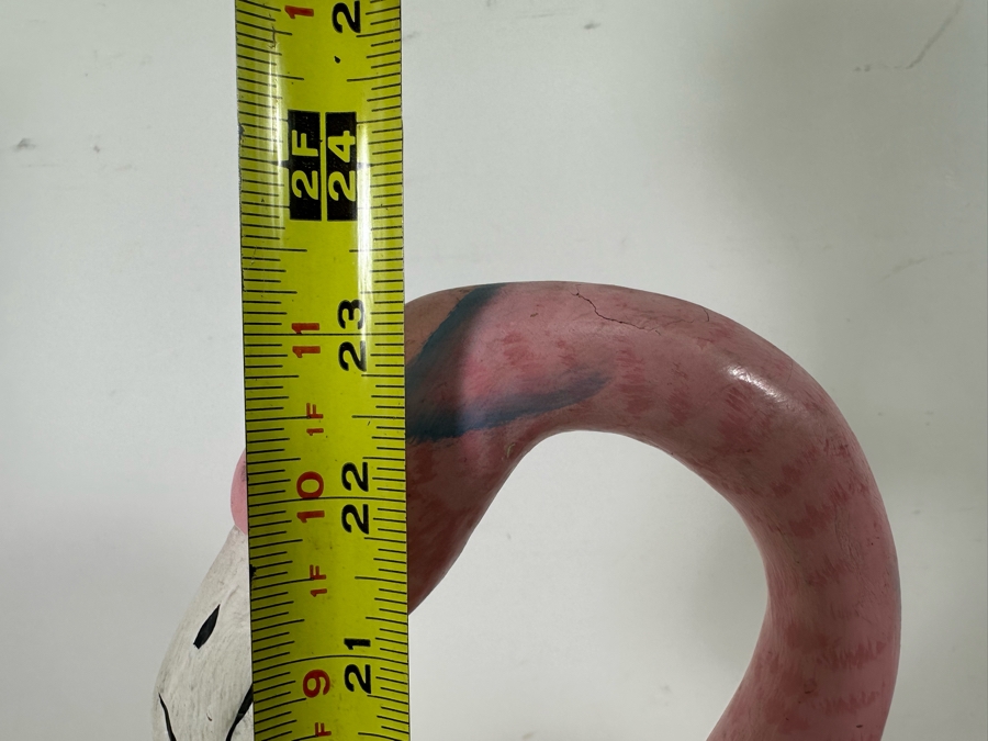 Rare Decorative Pink Flamingo Sculpture. Iron Legs and Wooden Body/Base. 23.5H [Photo 9]