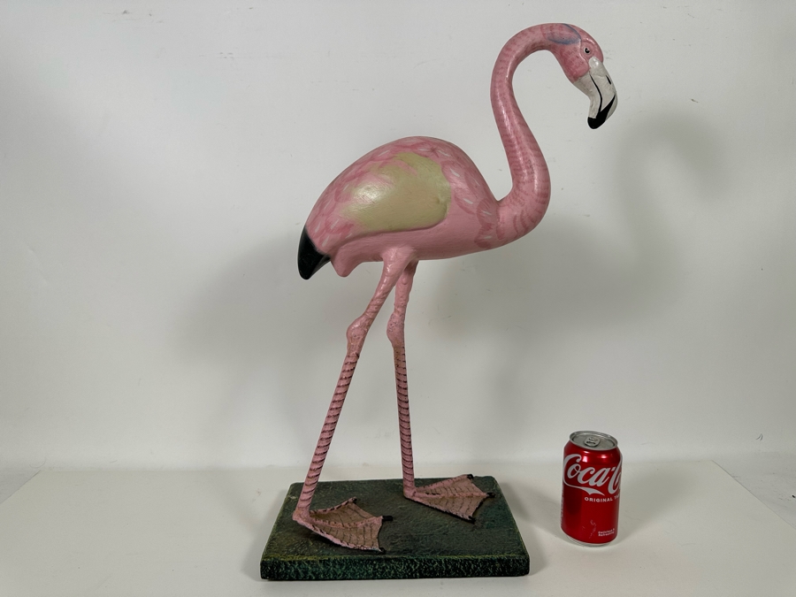 Rare Decorative Pink Flamingo Sculpture. Iron Legs and Wooden Body/Base. 23.5H [Photo 3]