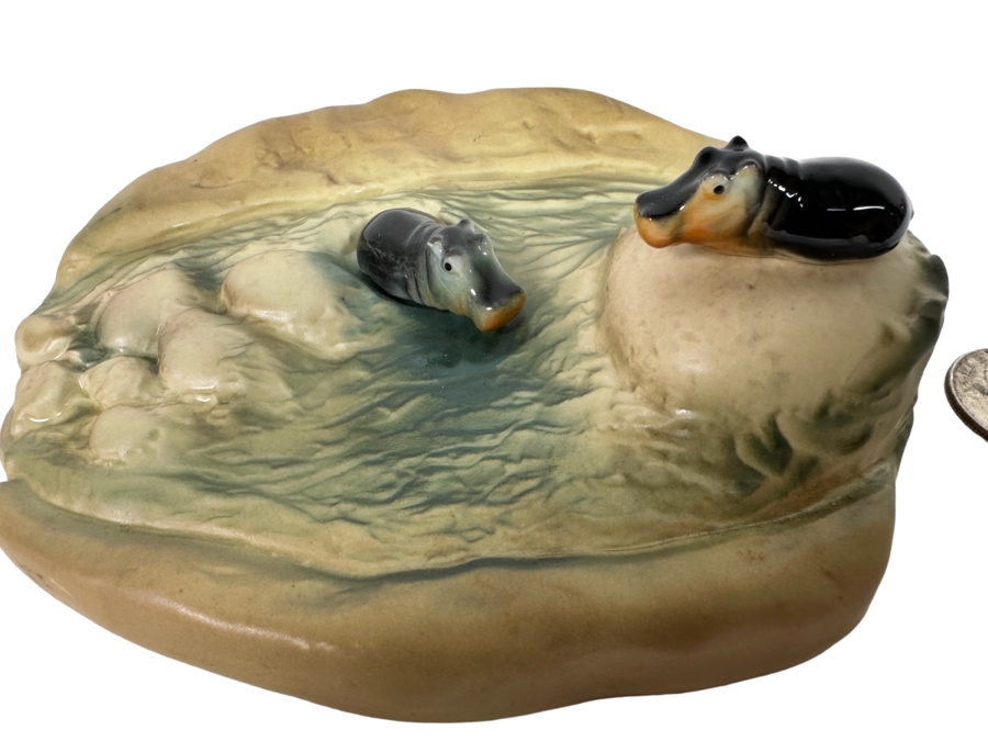 Hagen Renaker California Hippo River With Pair Of Miniature Hippos