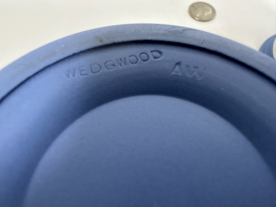 Lot of Vintage Wedgwood Jasperware Pale Blue Bowl, Spill Vase with Box and Cupid Vase 3.75H, 6.5H and 4.5H [Photo 22]