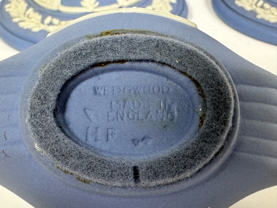 Lot of Vintage Wedgwood Jasperware Pale Blue Reading Candlesticks and Candle Holders with Lighter and One Box. 5H and 1.5H	 [Photo 7]