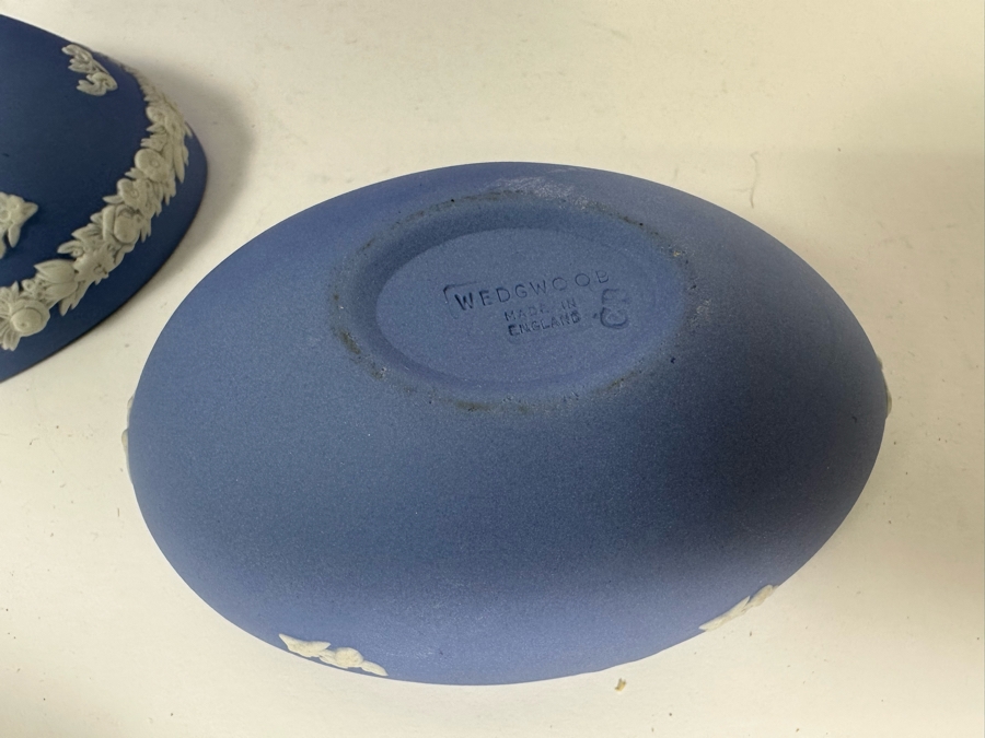 Lot of Vintage Wedgwood Jasperware Pale Blue Boxes including Candy Heart Box, Egg Candy Box, Candy Box, Square Trinket Box. From 4W to 5W [Photo 14]