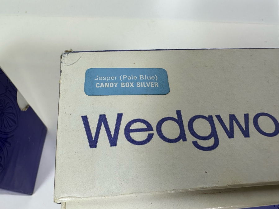 Lot of Vintage Wedgwood Jasperware Pale Blue Boxes including Candy Heart Box, Egg Candy Box, Candy Box, Square Trinket Box. From 4W to 5W [Photo 19]
