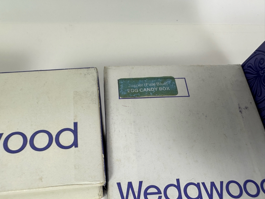 Lot of Vintage Wedgwood Jasperware Pale Blue Boxes including Candy Heart Box, Egg Candy Box, Candy Box, Square Trinket Box. From 4W to 5W [Photo 18]