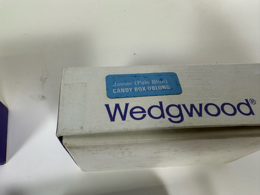 Lot of Vintage Wedgwood Jasperware Pale Blue Boxes including Oblong Candy Box, Mini Heart Box, Candy Box Bean, Candy Box Pentefoil From 2.75W to 4W [Photo 9]