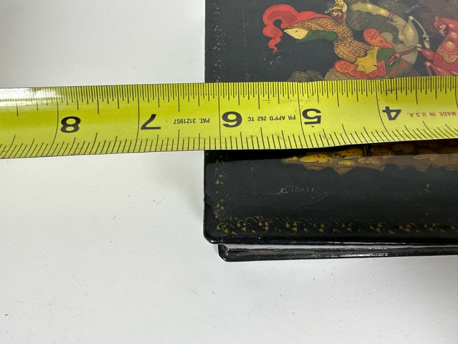 Hand Painted Russian Lacquer Box Signed 6W X 5D X 1.25H [Photo 14]