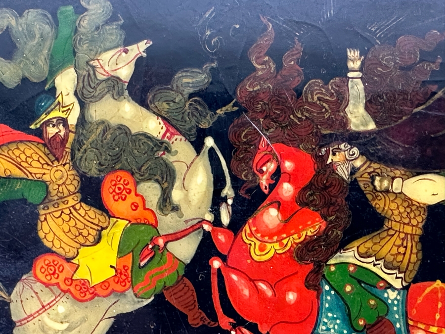 Hand Painted Russian Lacquer Box Signed 6W X 5D X 1.25H [Photo 7]