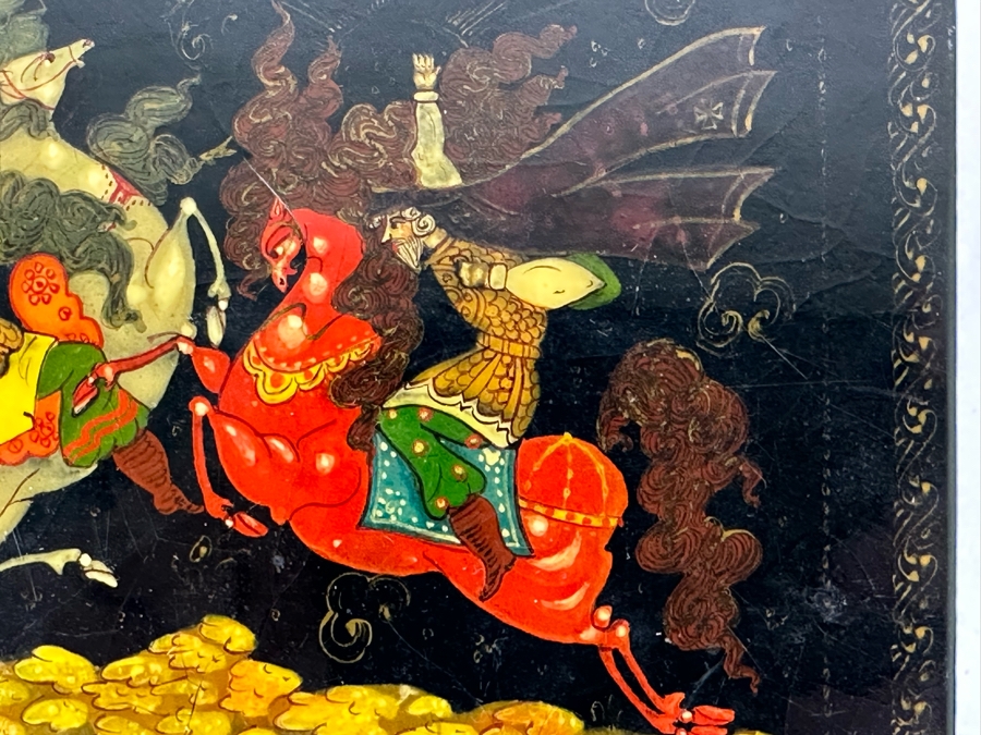 Hand Painted Russian Lacquer Box Signed 6W X 5D X 1.25H [Photo 5]