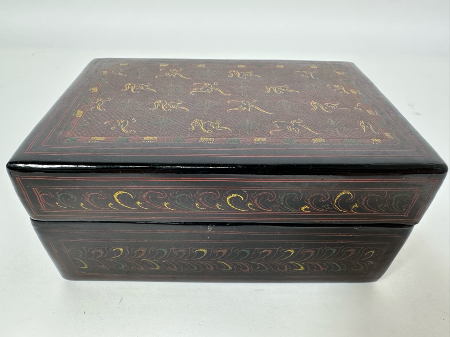 Hand Painted Lacquer Box 6W X 4D X 3H [Photo 4]