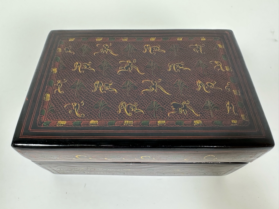 Hand Painted Lacquer Box 6W X 4D X 3H [Photo 2]