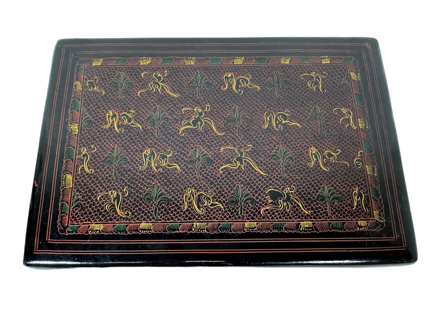 Hand Painted Lacquer Box 6W X 4D X 3H