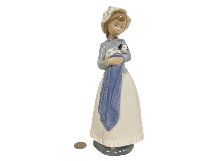 Nao by Lladro Sweet Girl with Puppy Porcelain Figurine 10H