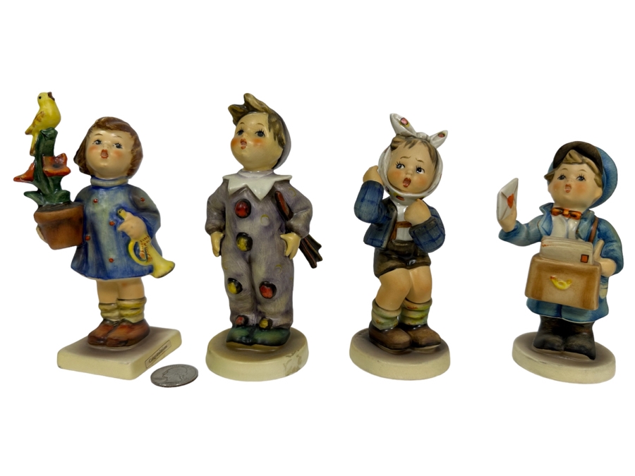 Lot of Vintage German Hummels including 'Congratulations', 'Carnival', 'Boy with Toothache' and 'Postman' Figurines Approximately 5.5H [Photo 1]