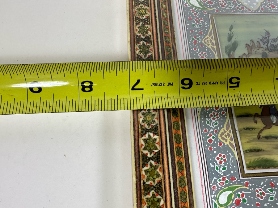 Vintage Persian Indian Handmade Inlaid Mosaic Marquetry Wooden Frame With Original Painting 7 X 9 [Photo 13]