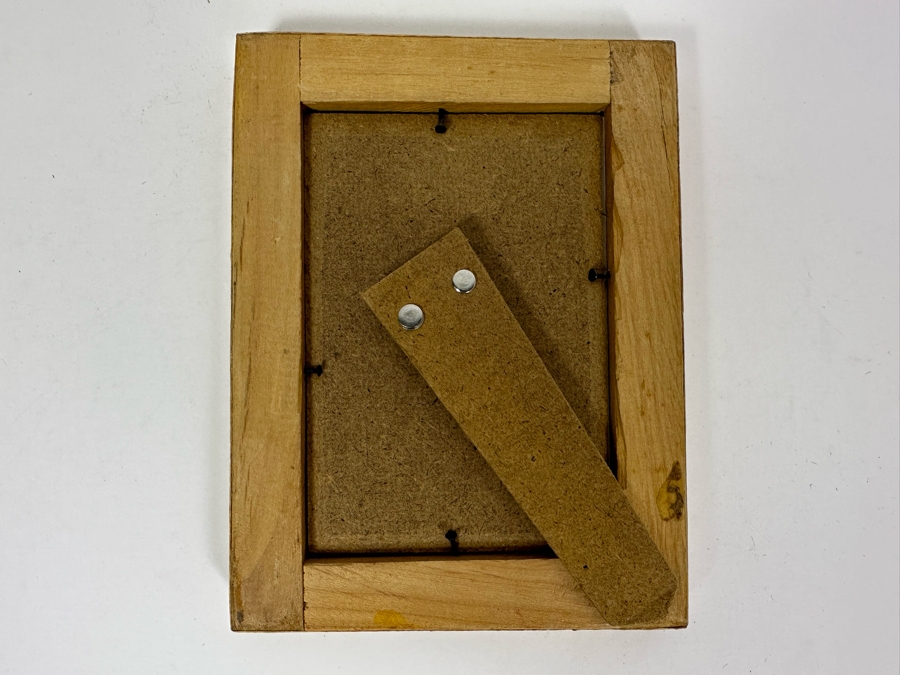 Vintage Persian Indian Handmade Inlaid Mosaic Marquetry Wooden Frame With Original Painting 5 X 7 [Photo 9]