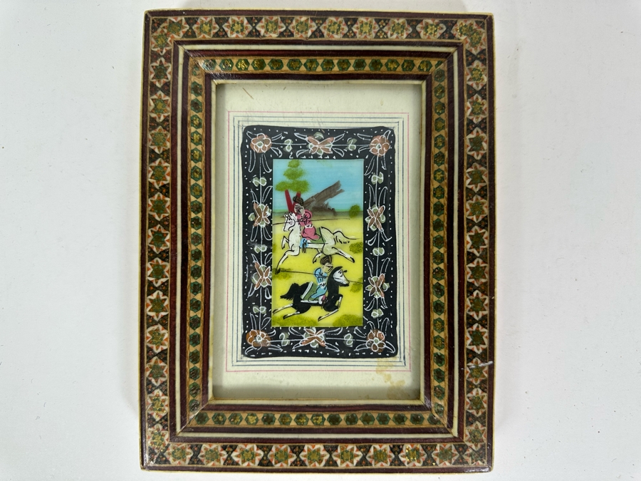 Vintage Persian Indian Handmade Inlaid Mosaic Marquetry Wooden Frame ...