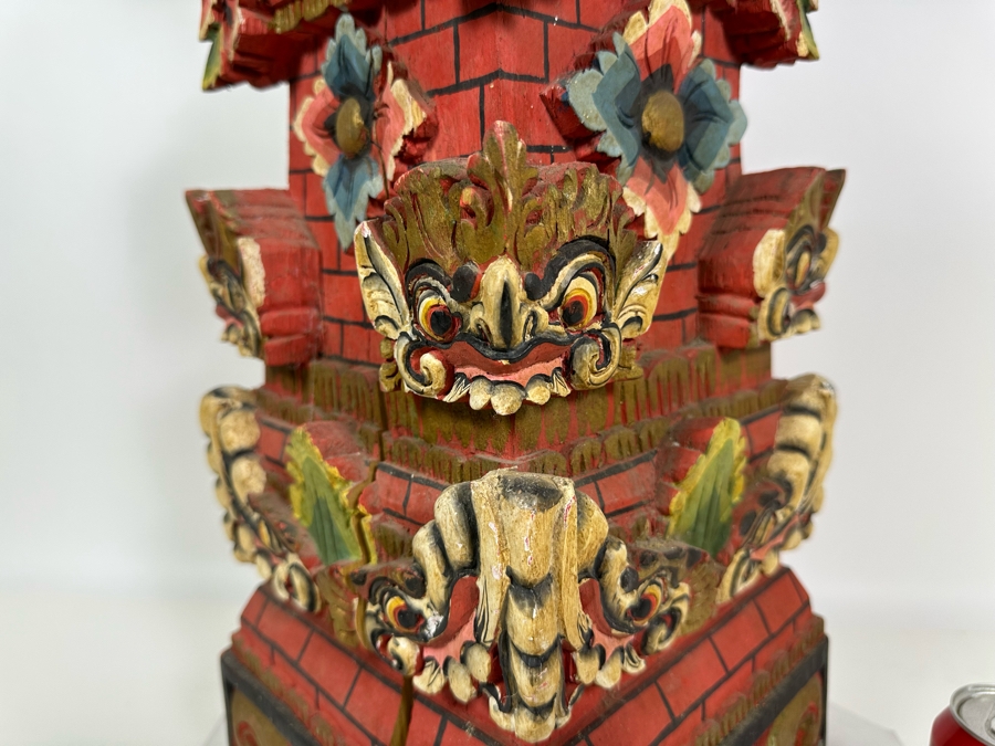 Vintage Indonesian Wooden Carved Tower 36H [Photo 5]