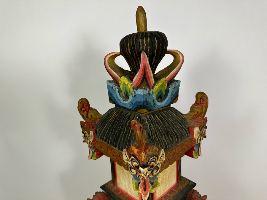 Vintage Indonesian Wooden Carved Tower 36H [Photo 7]