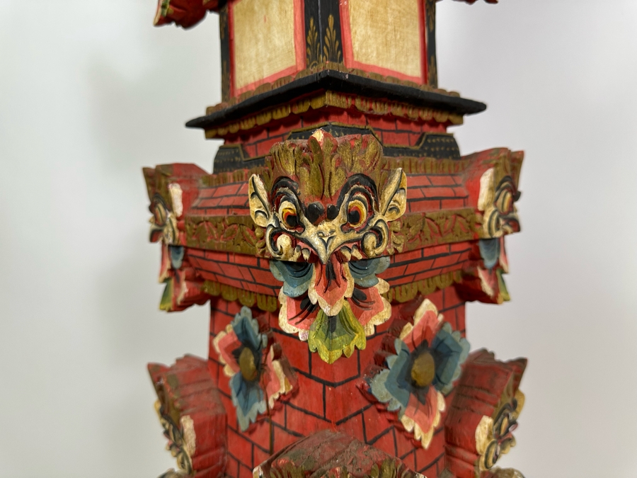 Vintage Indonesian Wooden Carved Tower 36H [Photo 6]