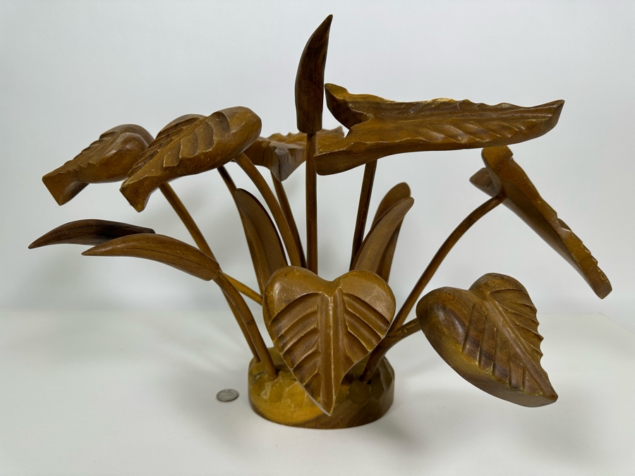 Vintage Carved Wooden Floral Arrangement 22W X 15H [Photo 2]