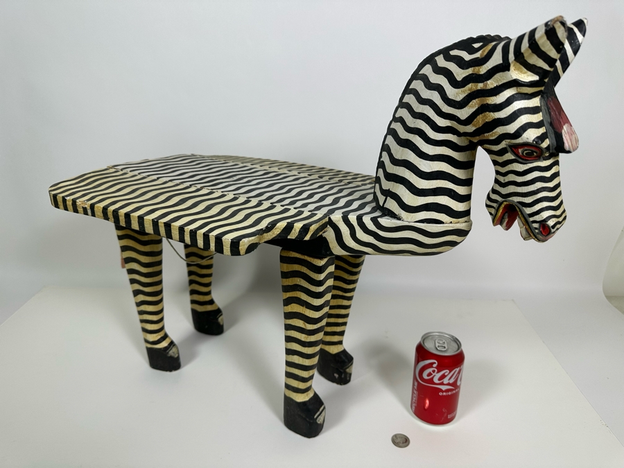 Handpainted Zebra Drop Leaf Table 27W X 20.5H [Photo 3]