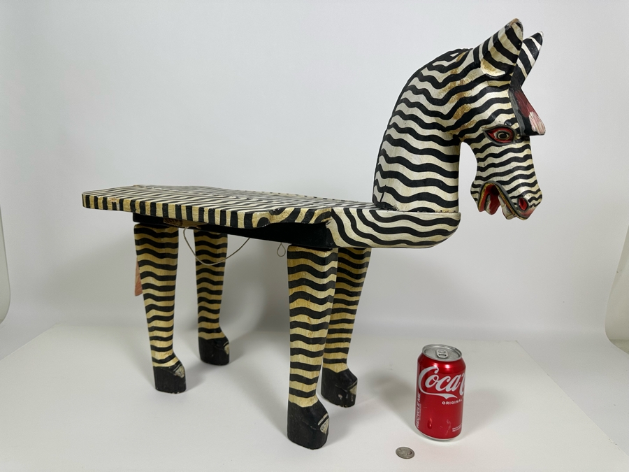 Handpainted Zebra Drop Leaf Table 27W X 20.5H [Photo 2]