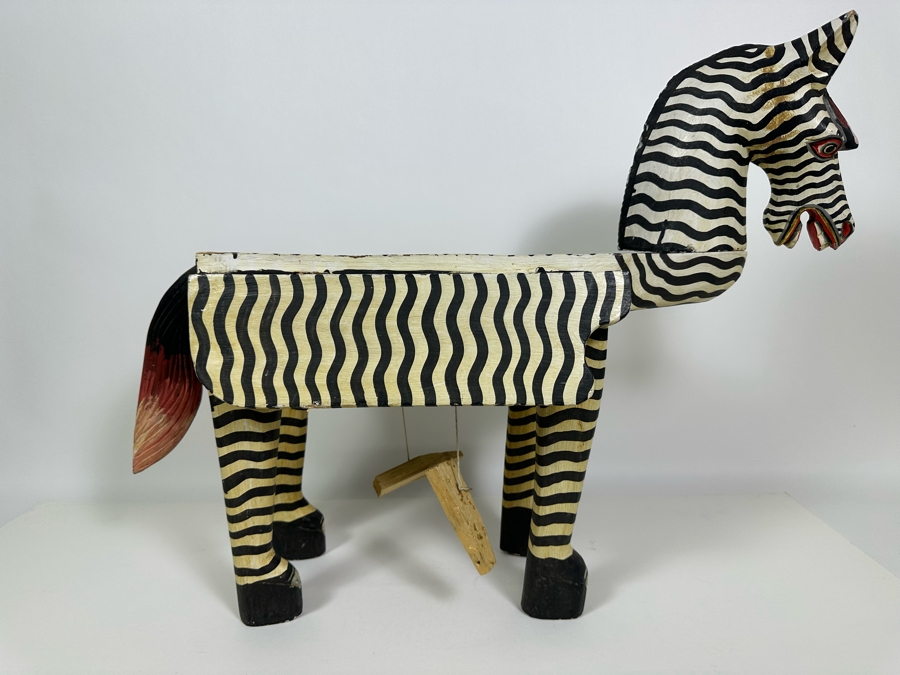 Handpainted Zebra Drop Leaf Table 27W X 20.5H [Photo 6]