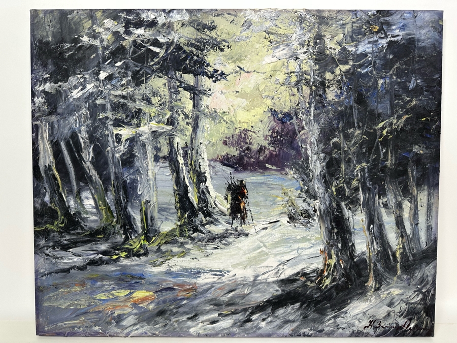 Vintage Mid-Century Abstract Painting On Canvas Signed Lower Right Signature Illegible 24 X 19.5 [Photo 2]